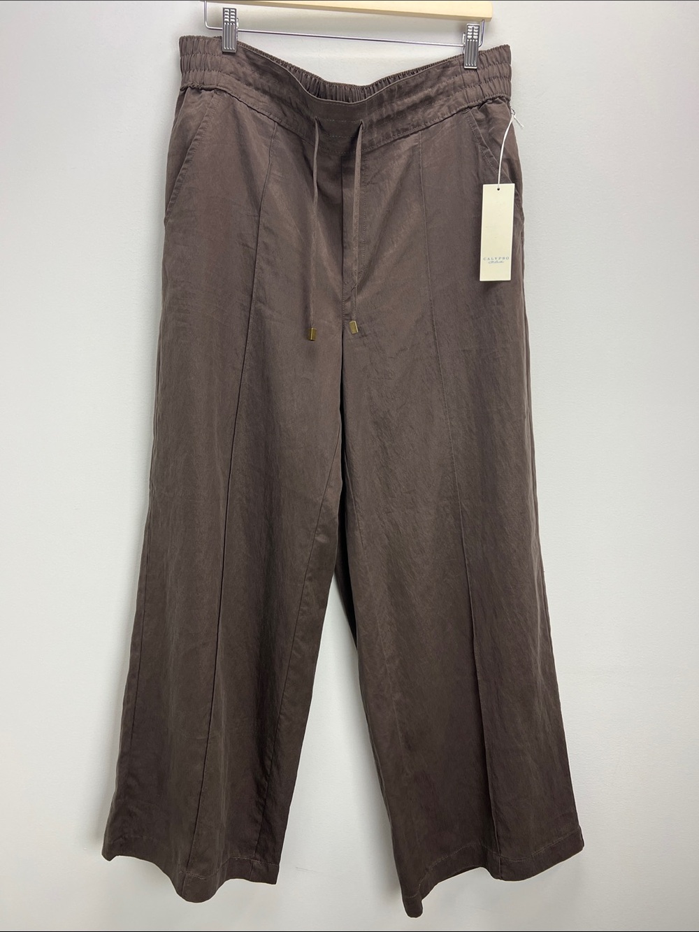Calypso St Barth Wide Leg Pants Brown Lyocell Womens XL Minimalist